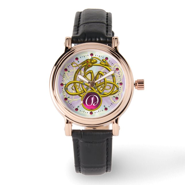 RELÓGIO HYPER DRAGON/DOURADO CONHECIMENTO CELTICO MONOGRAM (Frente)