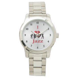 Relógio I Heart Jazz com números pretos