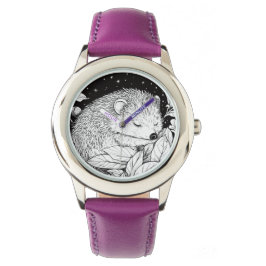 Relógio Igel schlafend im Herbstlaub mit Sternenhimmel