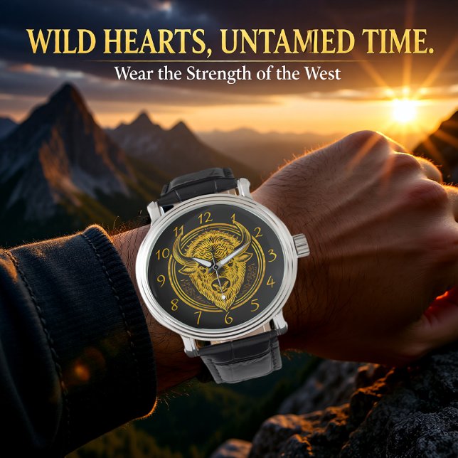 Relógio Ilustração da Cabeça de Bison Buffalo (Criador carregado)