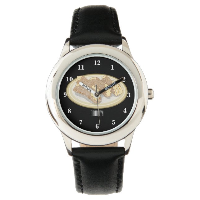 Relógio Ilustração de desenho animado de Cannoli (Frente)