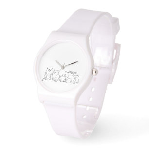 Relógio Ilustração do desenho de arte de gangue Cat Line