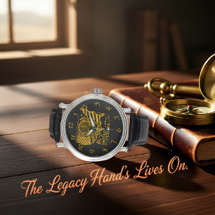 Relógio Ilustração do Ouro Bison com Mapa e Sinalizador do