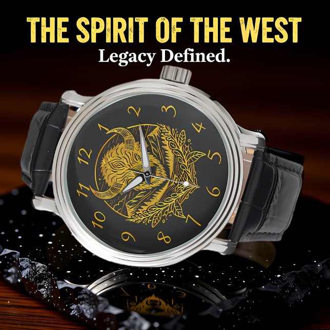 Relógio Ilustração Ilustrativa de Um Bisão Dourado na Natu (Criador carregado)