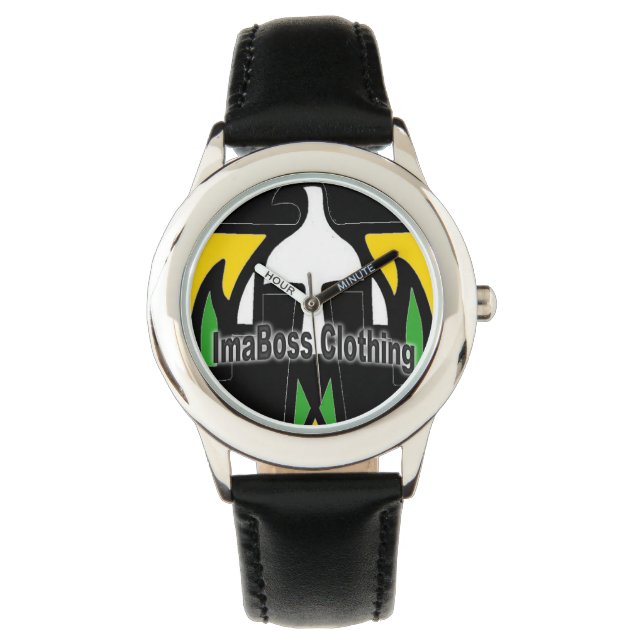 Relógio ImaBossMarca de vestuário preto de aço inoxidável (Frente)