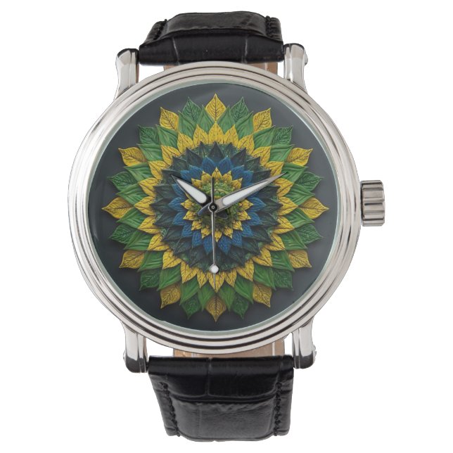Relógio Imperial Solar Leaf Mandala Luxury Keychain - Emer (Frente)