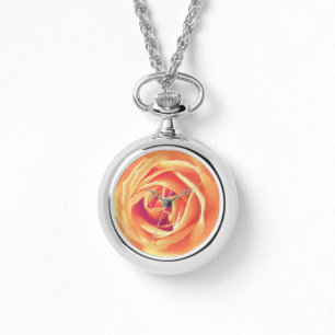 Relógio impressão rosa de cor laranja suave