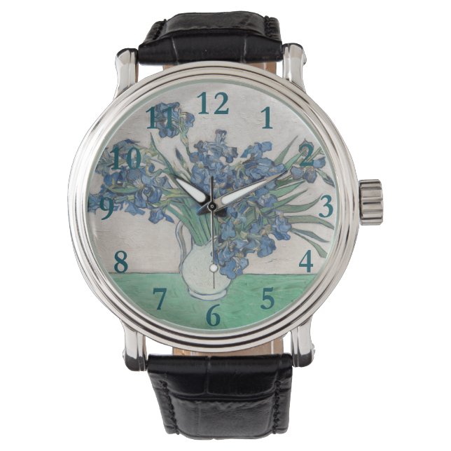 Relógio Impressionismo da pintura de Van Gogh Iris Vase (Frente)