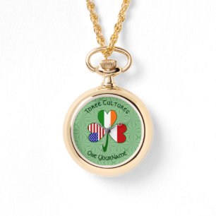 Relógio Indonésia Irlanda EUA Trevo Bandeira Personalizada