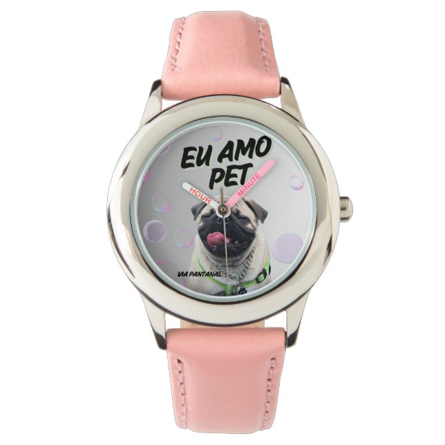 Relógio Infantil Rosa Pet (Frente)