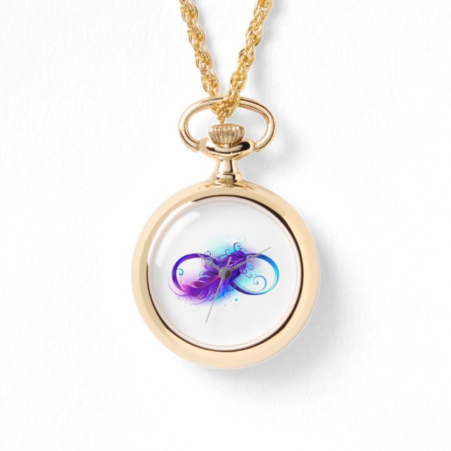 Relógio Infinidade com pena roxa (Frente)