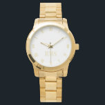 Relógio Iniciais de Monograma Unisex Luxe Dourada Bracelet<br><div class="desc">Relógio de pulso de aço inoxidável, de tom de ouro, personalizado e unisexo. Basta digitar as iniciais. Vá em frente crie um relógio maravilhoso e personalizado para os homens e mulheres especiais em sua vida - mãe, pai, noiva, noiva, esposa, marido, irmã, irmão, avó, avô, namorada, namorado. Faz um presente...</div>