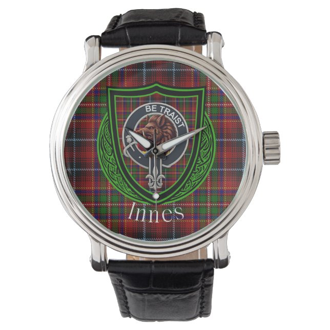 Relógio Innes Scottish Clan Tartan & Crest (Frente)