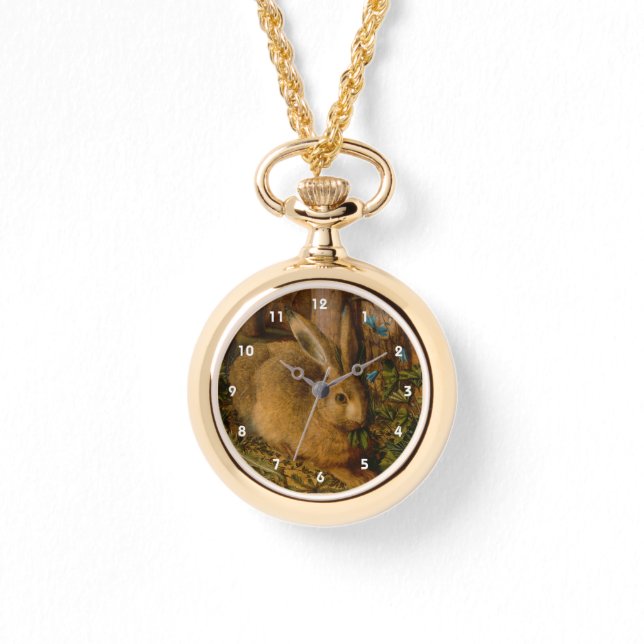 Relógio Insira a sua própria imagem e coelhinho no jardim (Frente)