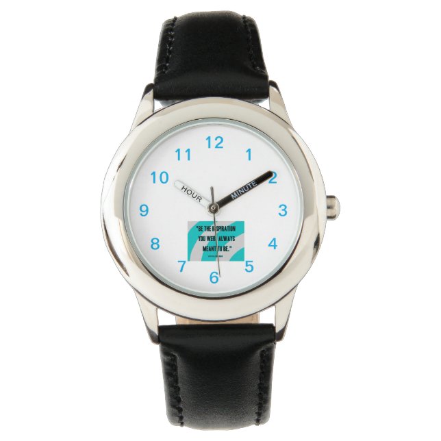 Relógio Inspiration Kid's Black Leather Strap Watch (Frente)