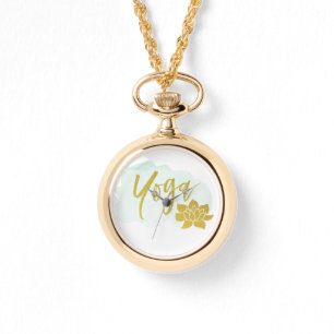 Relógio Ioga Dourado na moda feminino Lotus do brilho do