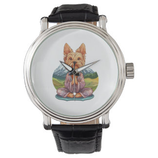 Relógio Iogue Yorkie � Cachorro Engraçado Meditando