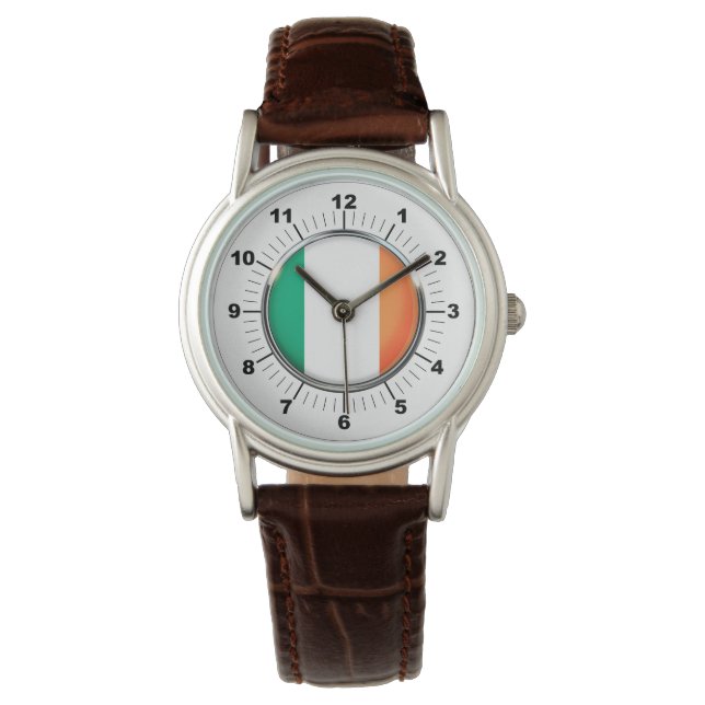 Relógio Irish Flag Classic Brown Leather Watch (Frente)