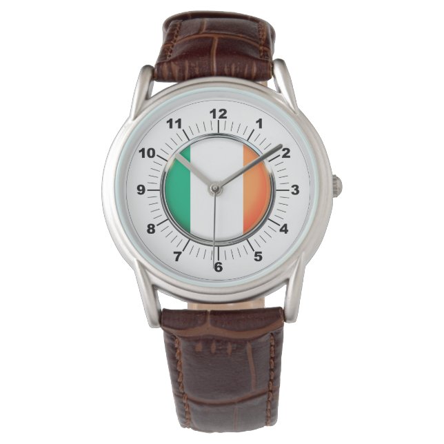 Relógio Irish Flag Classic Brown Leather Watch (Frente)