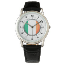 Irish Flag Crown Black Leather Watch