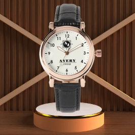 Relógio Ivory White and Gold Personalized Custom Monogram 