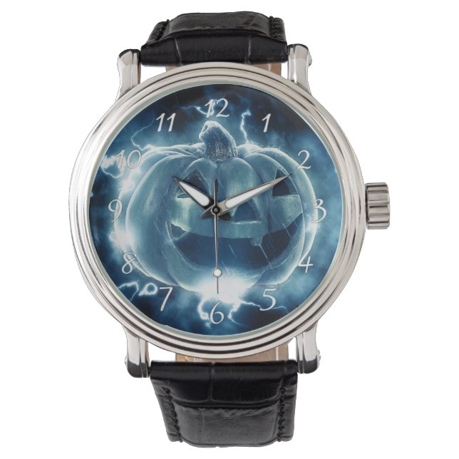 Relógio jack-o-lanterna na chuva (Frente)