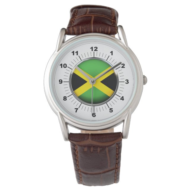 Relógio Jamaica Flag Classic Brown Leather Watch (Frente)