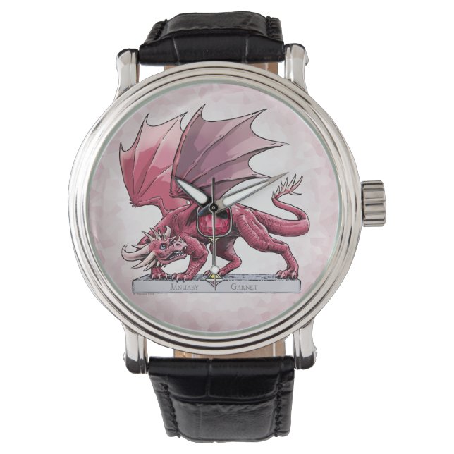 Relógio Janeiro Birthstone Dragon - Garnet (Frente)