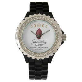 Relógio Janeiro Birthstone Watch - Garnet Crystal Design f