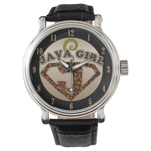 Relógio Java Girl Coffee Humor Wrist Watch (Frente)