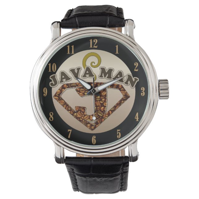 Relógio Java Man Coffee Humor Wrist Watch (Frente)