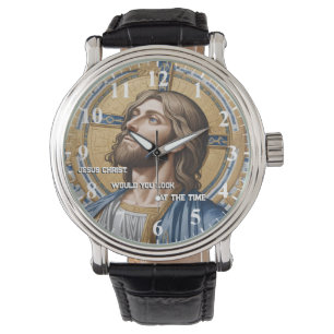 Relógio Jesus Cristo você olharia para o Time Dourado Blue