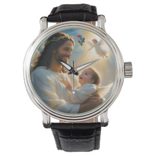 Relógio Jesus e Anjo Menino