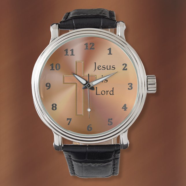 Relógio Jesus é Lorde Cross Watts para Homens Personalizad (Jesus is Lord, Christian Watches for men and women. Gift Ideas for Pastors. Birthday gift for Pastor)