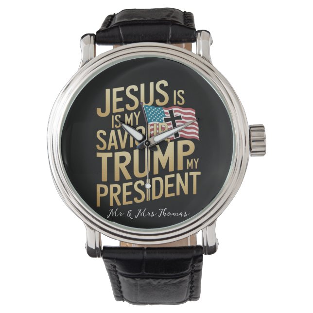 Relógio Jesus é meu salvador, Trump é meu presidente (Frente)