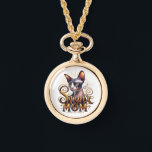 Relógio Jewelry Necklace Watch | Sphynx Cat Mãe Mãe Presen<br><div class="desc">Um exclusivo relógio de joalharia "Sphynx Mãe" com um gato esfinge realista adormecido com uma elegante inscrição em ouro. Este design de "Arte Gata Esfinge", um tipo único, é a joia de luxo perfeita para complementar qualquer roupa. Um acessório único e funcional de relógio de colar que celebra seu felino...</div>