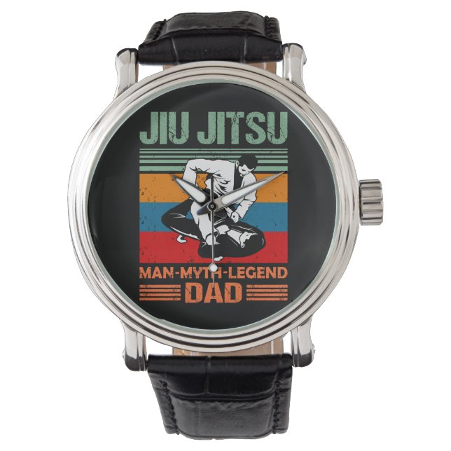 Relógio Jiu Jitsu Dad Man Legend martial arts Slogan retro (Frente)