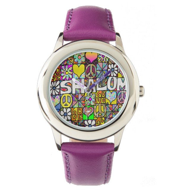 Relógio Judaica Retro 60s Psicedélica Shalom Watch (Frente)