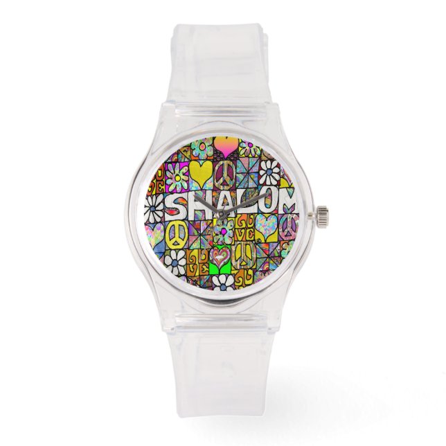 Relógio Judaica Retro 60s Psicedélica Shalom Watch (Frente)