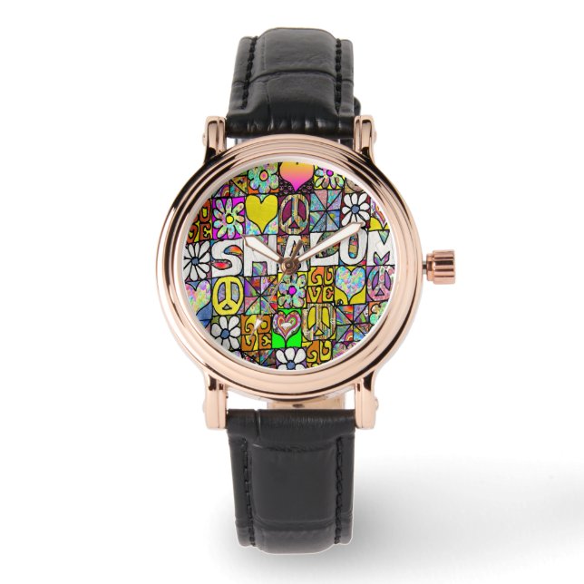 Relógio Judaica Retro 60s Psicedélica Shalom Watch (Frente)