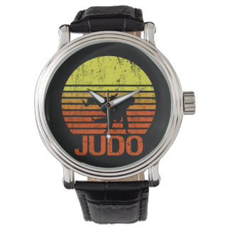 Relógio Judo Martial Arts Fighter Silhouette Stripes Retro