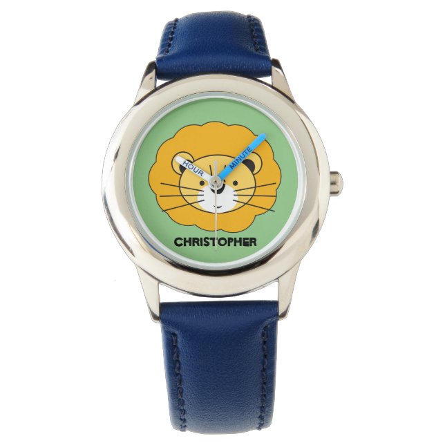 Relógio "Jungle Timekeeper" - Lion Azul Personalizado Safa (Frente)