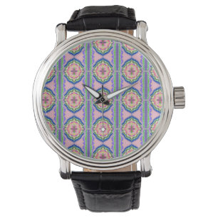 Relógio Kaleidoscópio Florido Vibrante: Mandala Rosa e Esm