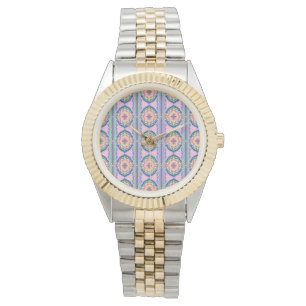Relógio Kaleidoscópio Florido Vibrante: Mandala Rosa e Esm