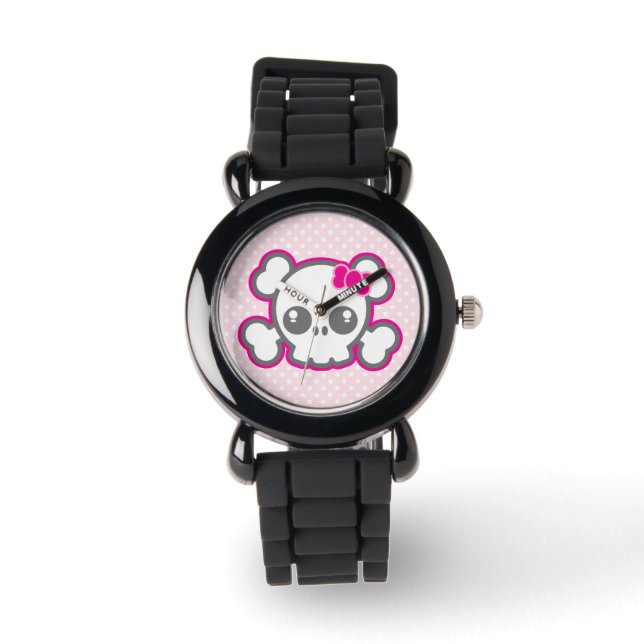 Relógio Kawaii Rosa Ribbon Skype Watch (Frente)