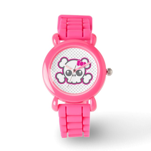 Relógio Kawaii Rosa Ribbon Skype Watch (Frente)