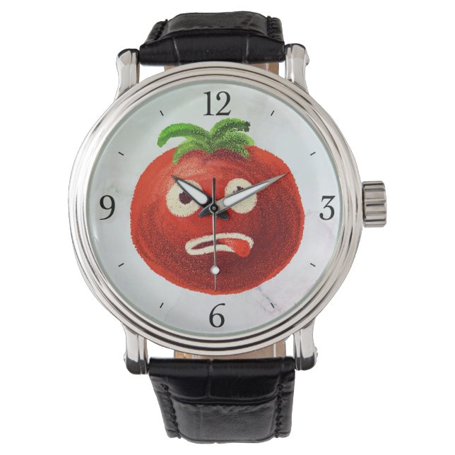 Relógio Kawaii Tomato Cute Engraçado Cartoon Vegetal (Frente)