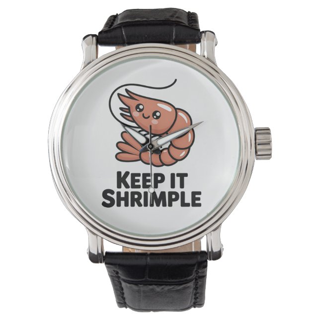 Relógio Keep It Shrimple Kawaii Shrimp (Frente)
