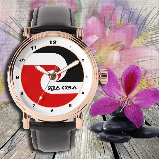 Relógio Kia Ora & Maori Flag watch, Moda da Nova Zelândia (Criador carregado)