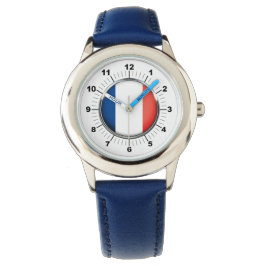 Relógio Kid France Flag Blue Leather Strap